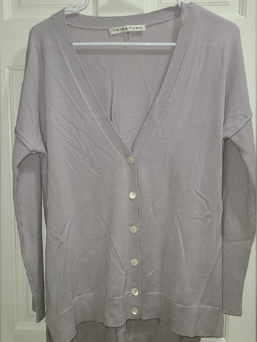 Trina Turk Lavender Button-Front V-Neck Cardigan